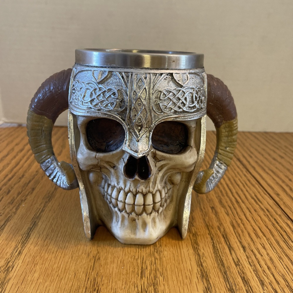 Skull‎ Helmet Mug Cup/beer Can Holder - Interior Is Stainless Steel